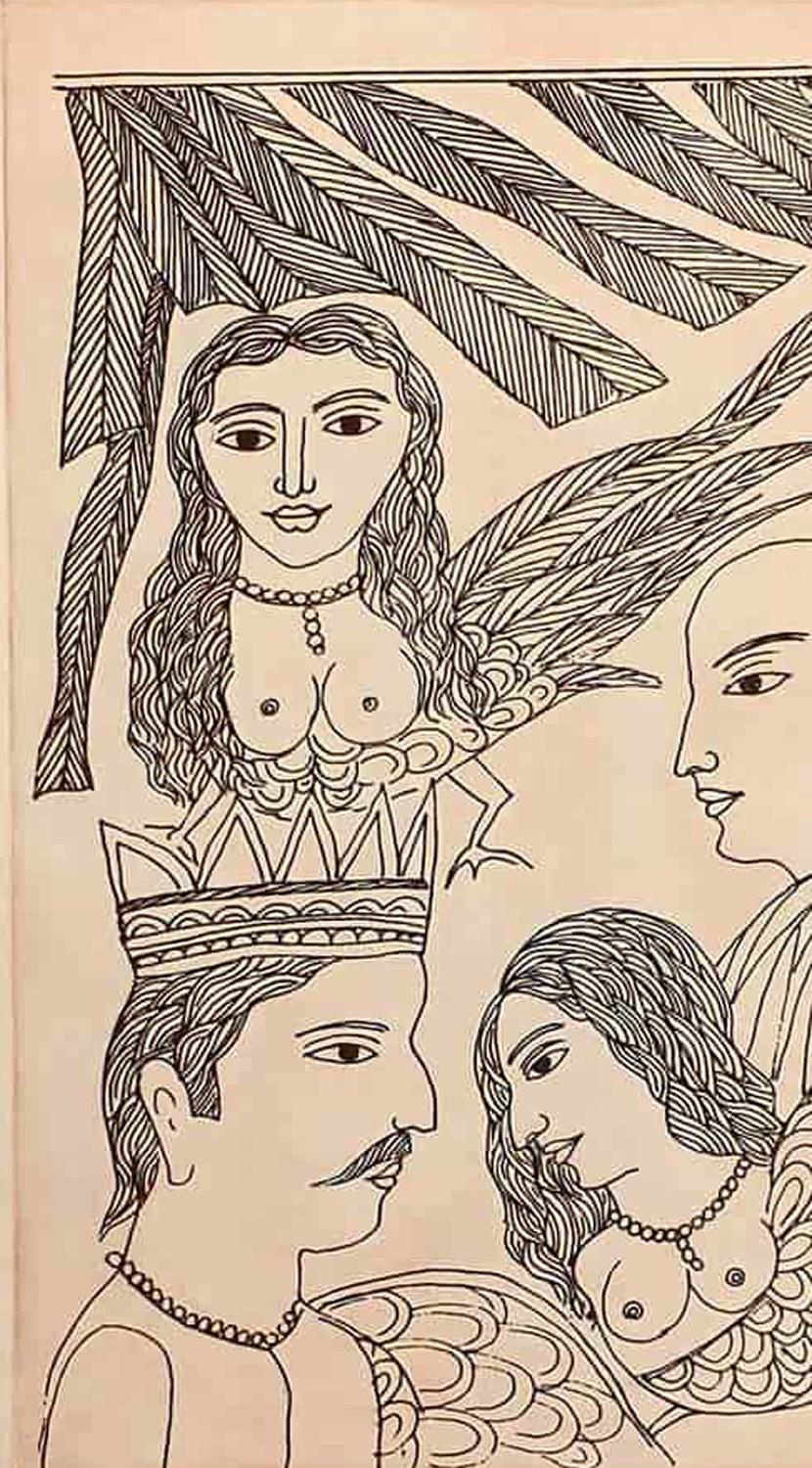 King & Monk, König und Mönch, Akt, Radierung auf Papier von moderner indischer Künstler „In Stock“ im Angebot 2