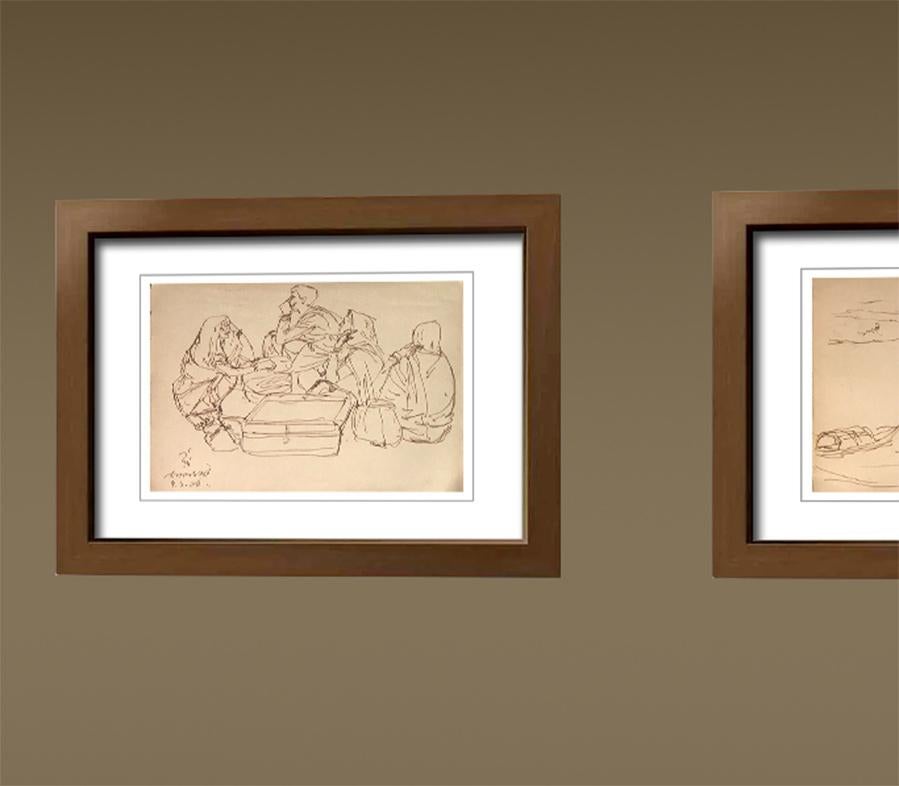Figuratif indien, dessin, encre sur papier, œuvre à deux faces d'Inda Dugar « En stock » en vente 1