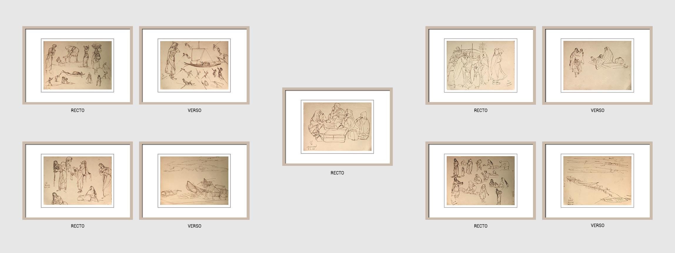 Figuratif indien, dessin, encre sur papier, œuvre à deux faces d'Inda Dugar « En stock » en vente 3