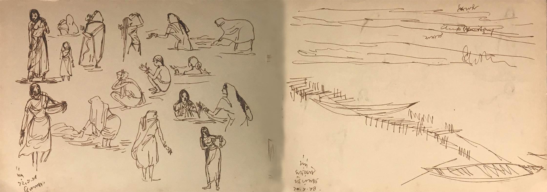 Figurativo indiano, Disegno, Inchiostro su carta, Opera a due facciate di Indra Dugar 
