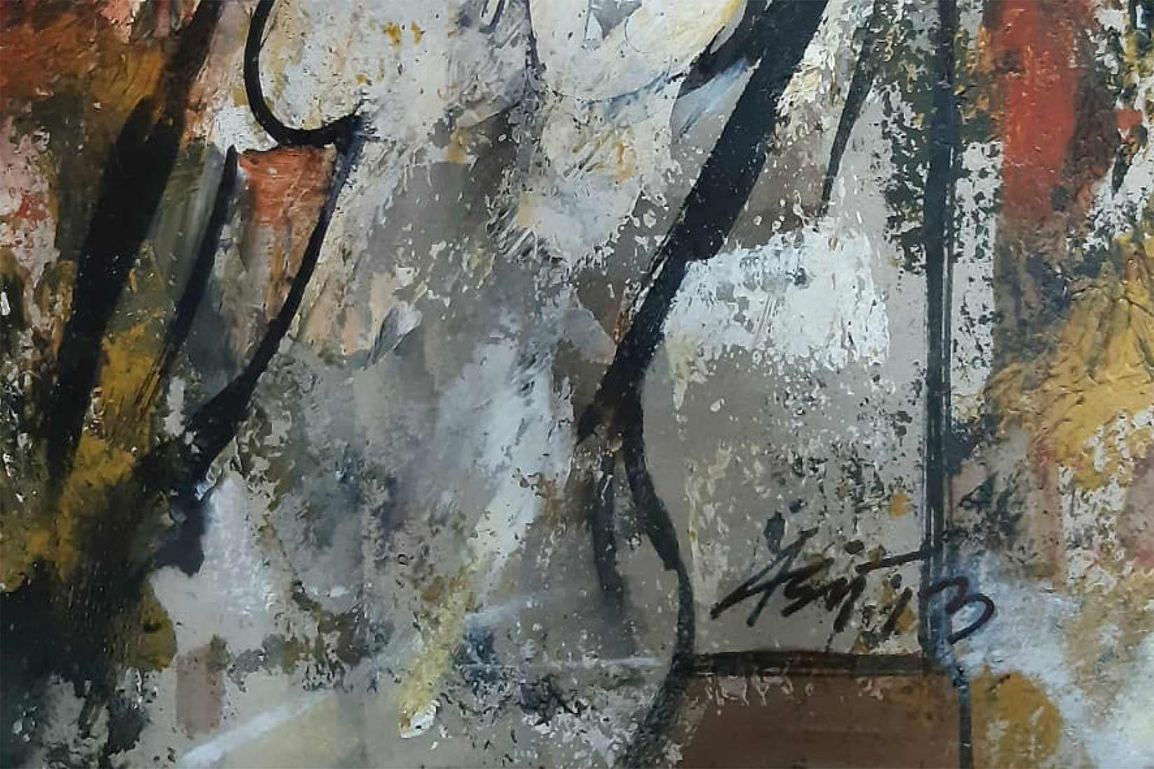 Desnudo, Mujer, Acrílico sobre Papel, Rojo, Marrón, Blanco por Artista Indio 