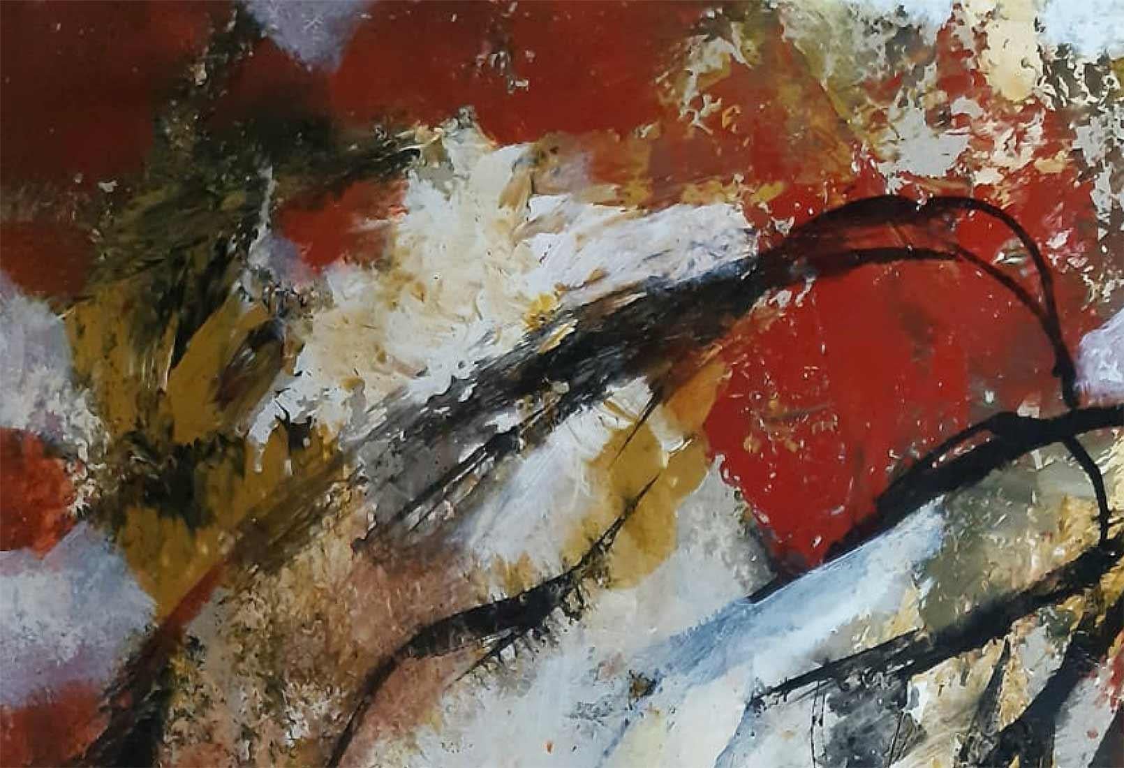 Desnudo, Mujer, Acrílico sobre Papel, Rojo, Marrón, Blanco por Artista Indio 
