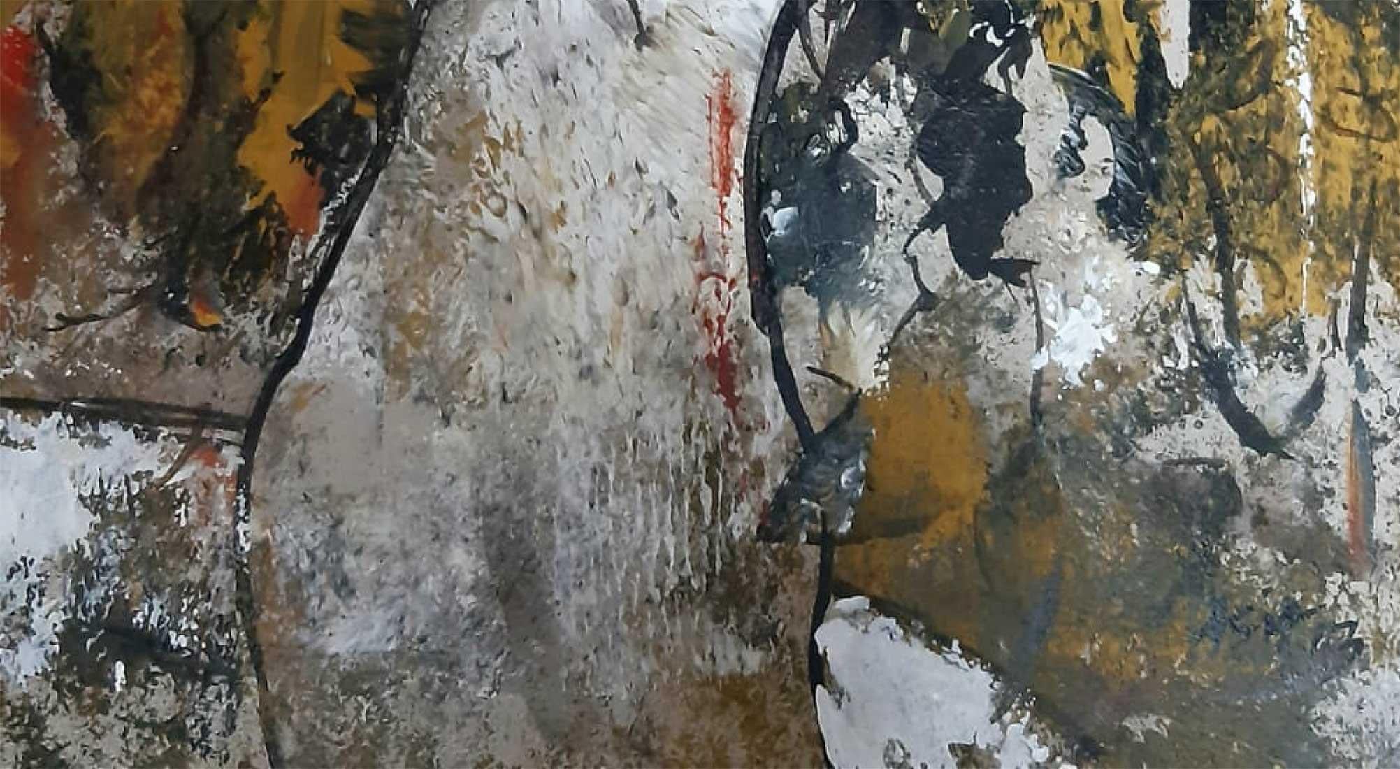 Mujer Desnuda, Acrílico sobre Papel, Rojo, Amarillo, Marrón por Artista Indio 