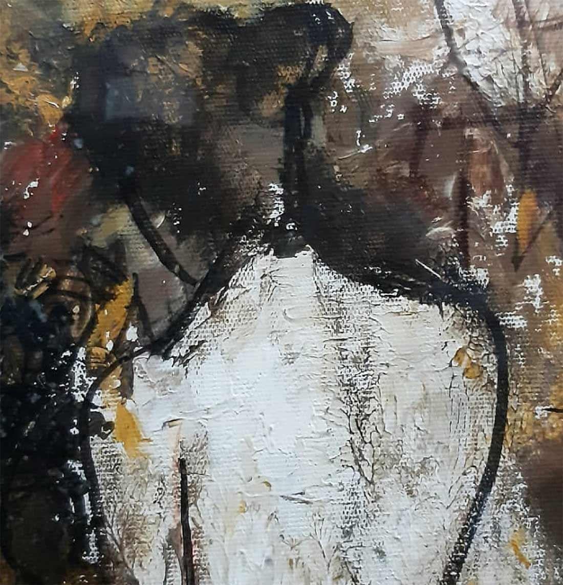 Woman, Nude, Acryl auf Leinwand, Braun, Rot, Gelb von indischer Künstlerin „In Stock“ – Painting von Ashit Sarkar