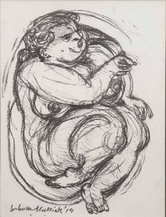 Nude, Figurative, Drawing, Charcoal on paper by Indian Artist "In Stock"
