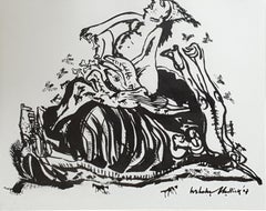 Figuratif, dessin, encre sur papier, noir et blanc de l'artiste indien « En stock »