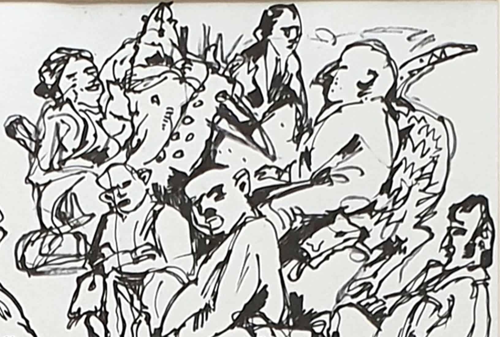 Ashoke Mullick - Sans titre - 9.25 x 12.25 pouces (taille non encadrée)
Encre sur papier
Y compris l'expédition en rouleau.

Style : Ashoke Mullick est considéré comme l'un des principaux peintres de l'école d'art du Bengale. Mullick combine un sens