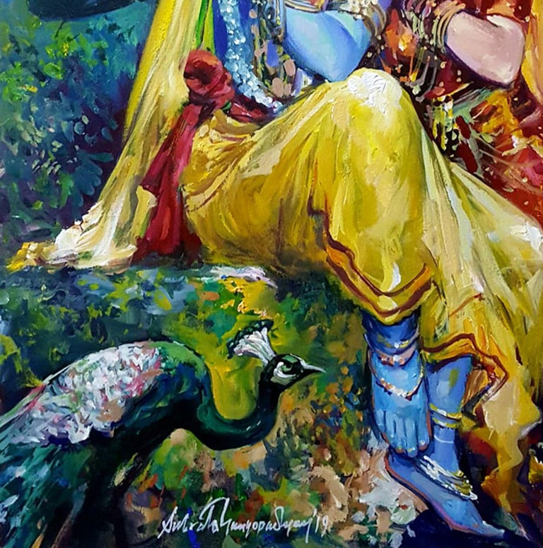 Subrata Gangopadhayay Krishna And Radha Romance Acrylic On