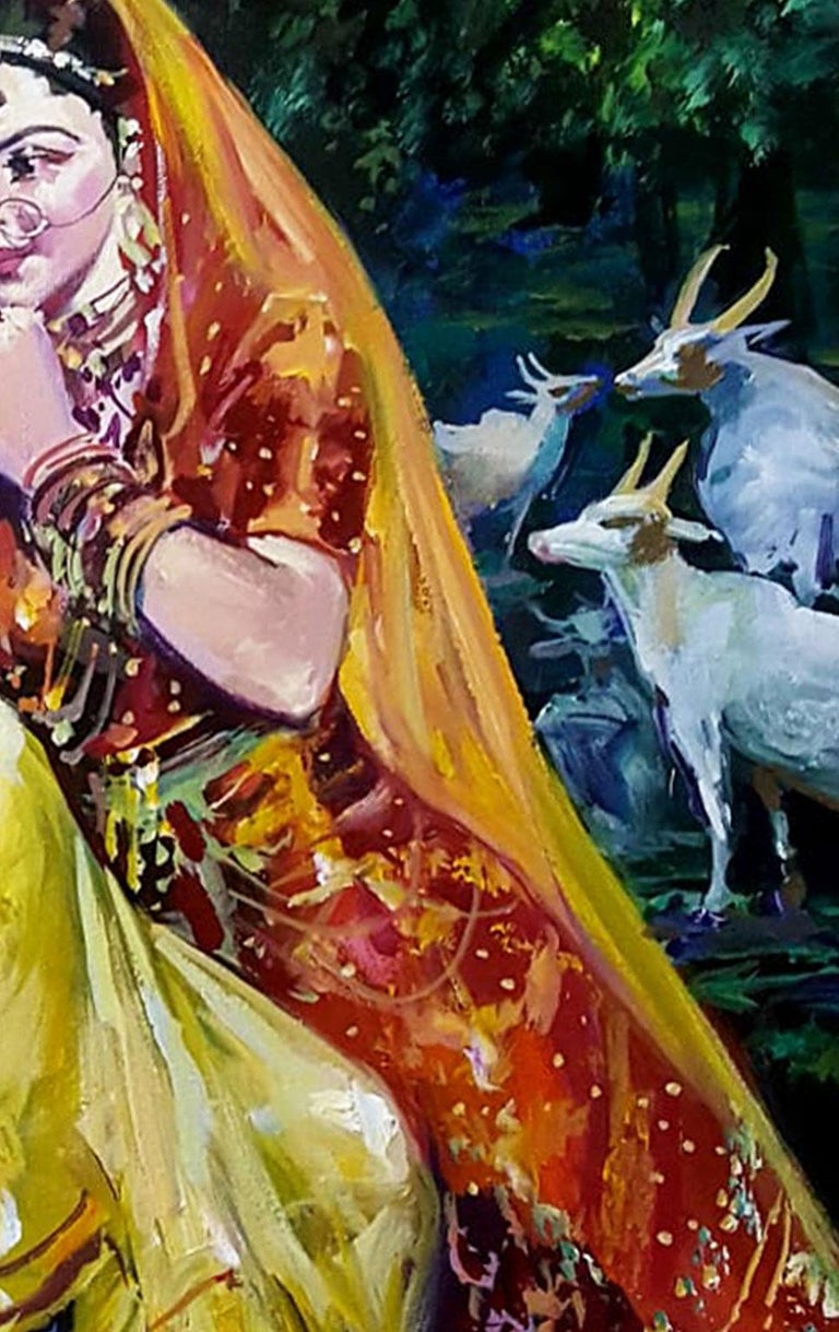 Subrata Gangopadhayay Krishna And Radha Romance Acrylic On