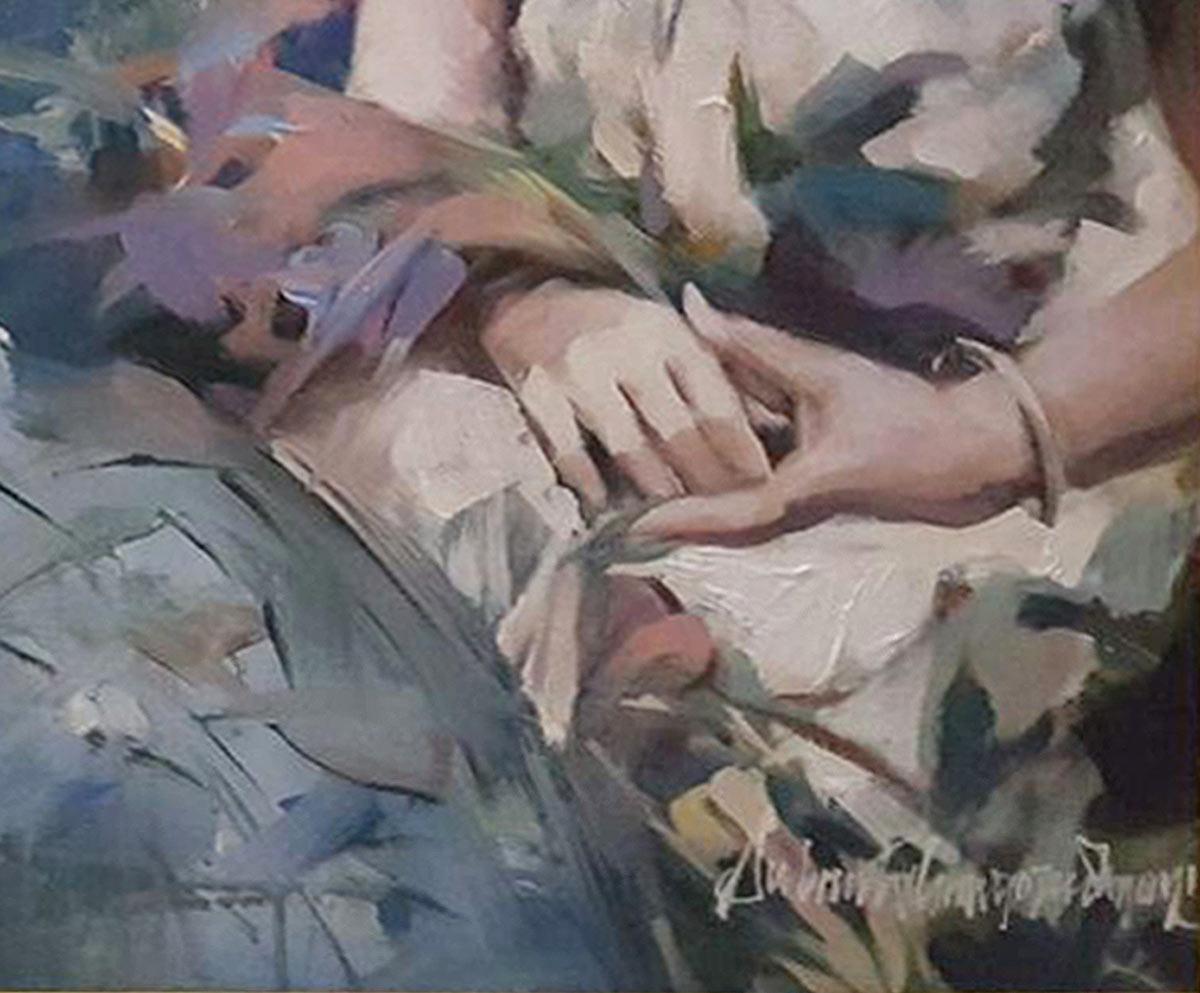 Fairytale, Mythology, Oil & Acrylic on Canvas, Blue by Indian Artist 