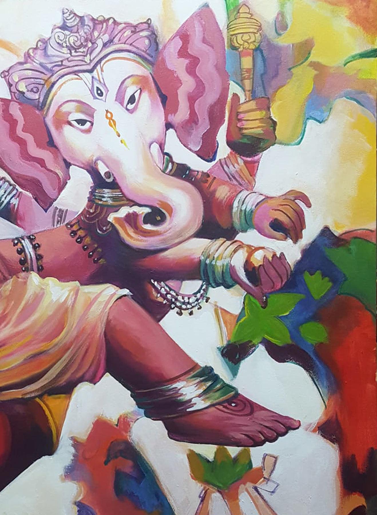 ganesha acrylic painting on canvas