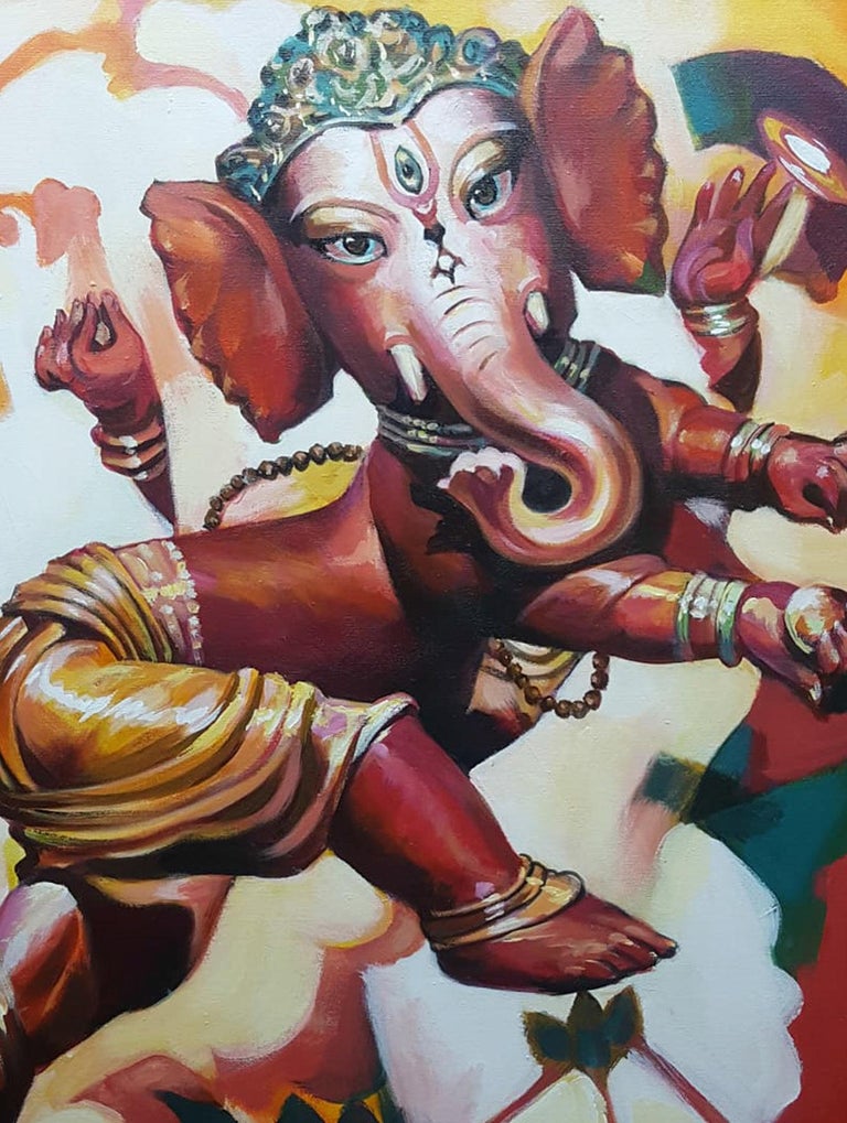 Subrata Gangopadhyay - Ganesha - 33 x 27 inches (unframed size)
Acrylic on Canvas 
Inclusive of shipment in roll form.

Style : He is widely considered one of India's leading painters in the modern realistic tradition. The strength of his lines and