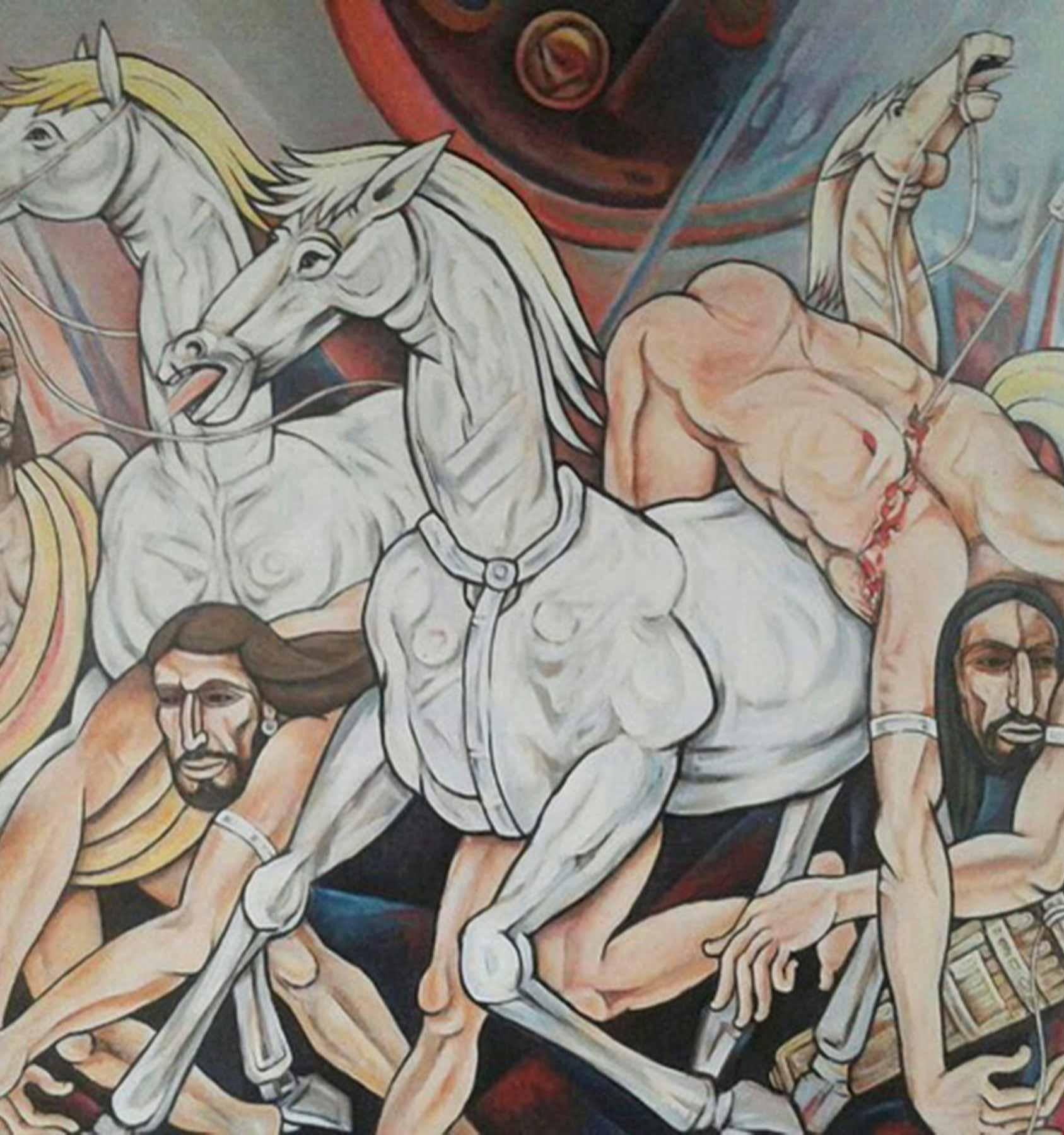 Bijan Choudhury - Senza titolo - 48 x 60 pollici (senza cornice)
Tecnica mista su tela
Compresa la spedizione in rotoli.

Stile : L'orientamento marxista non ha permesso a Bijan Chowdhury 