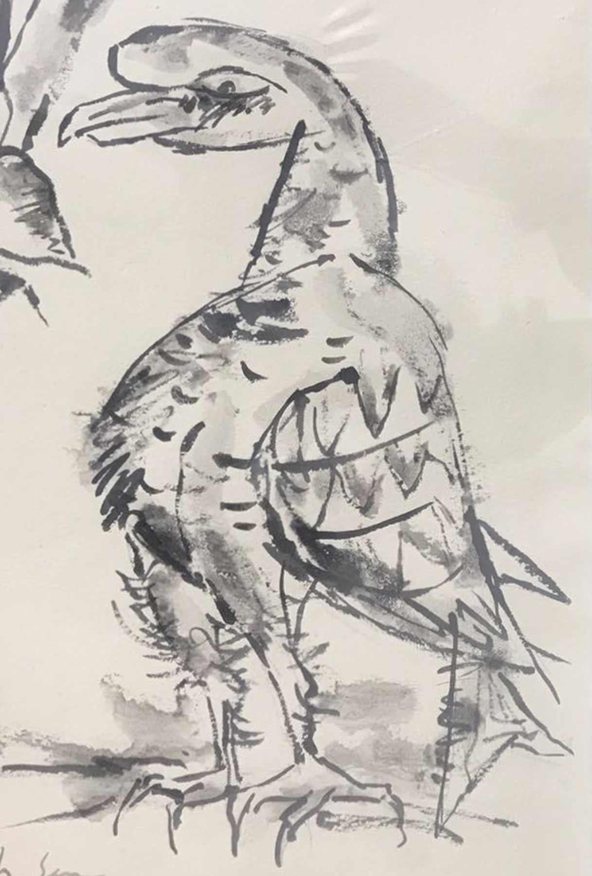 charcoal bird drawing