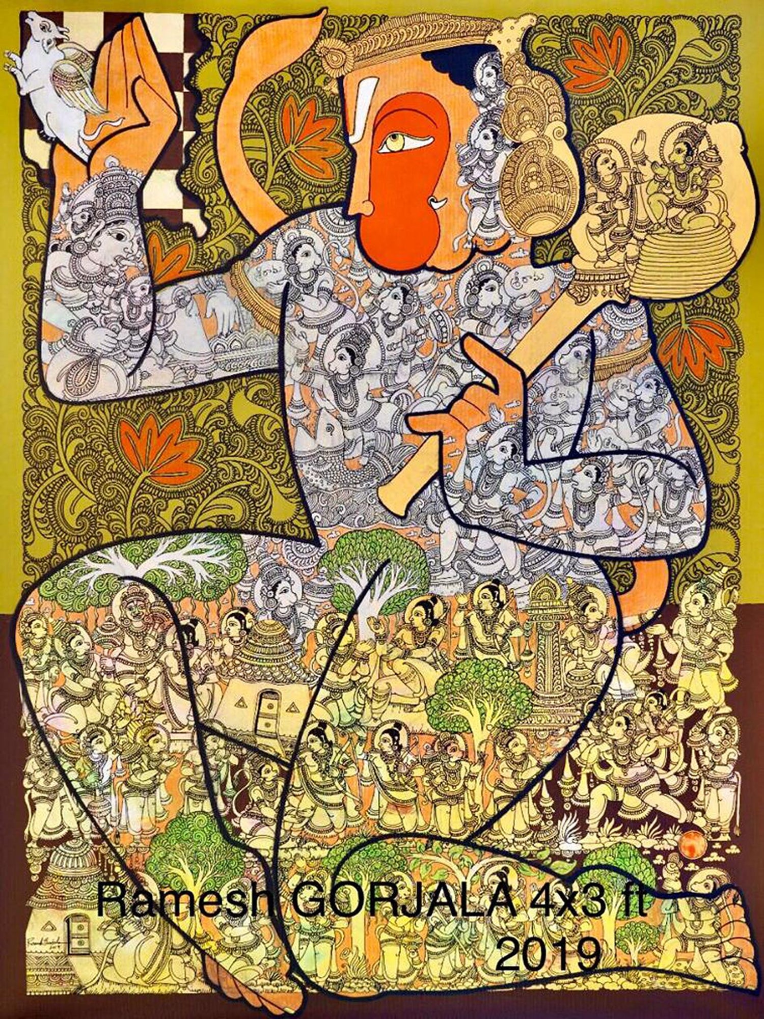 Ramesh Gorjala Hanuman Pawan Putra God Mythology Acrylic On
