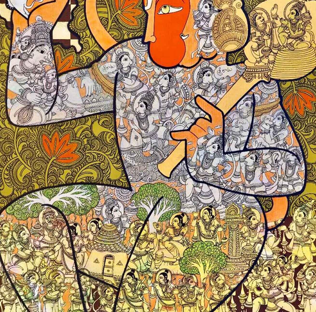 Hanuman, Pawan Putra, God, Mythology, Acrylic on Canvas, Indian Artist