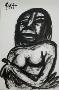 Figurative, Acrylic on Paper, Black & White Colours by Modern Artist "In Stock"
