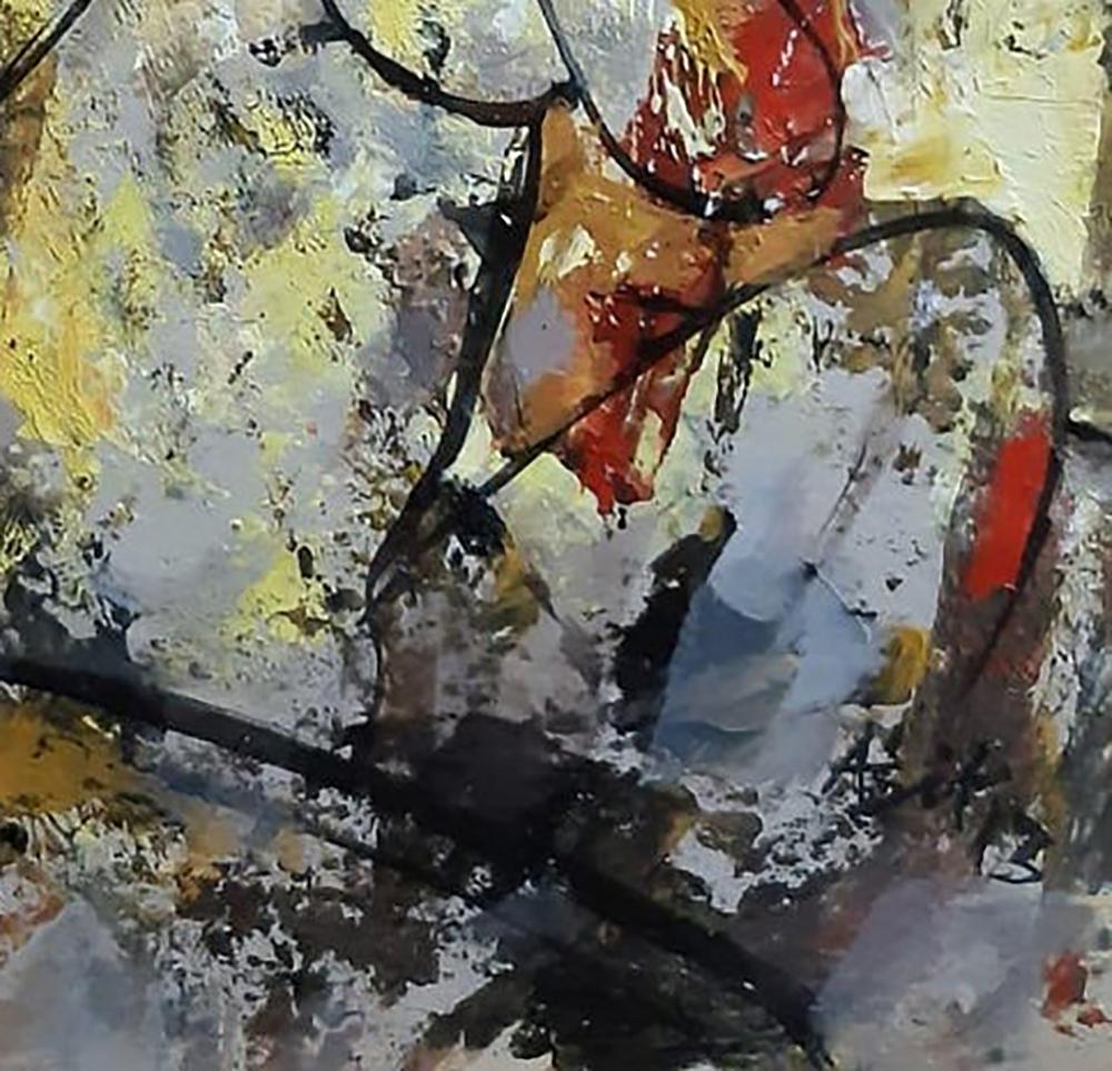 Nude Frau, Acryl auf Leinwand, Rot, Gelb, Braun von indischer Künstlerin, „Auf Lager“ im Angebot 3