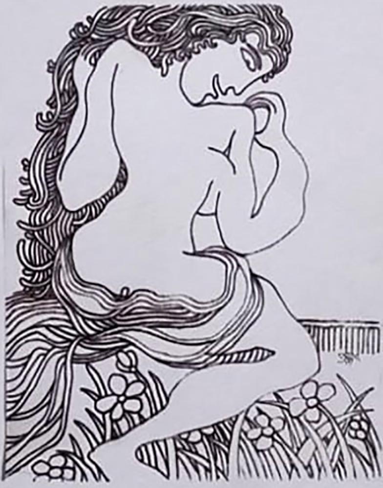 Prakash Karmakar - Untitled - 28 x 20 inches or 71.12 x 50.8 cm (unframed size)
Ink on paper
Delivery of shipment in roll form.

Style : Legendary master artist Lt. Prokash Karmakar from Bengal was solely responsible for the Bengal Movement of Art.