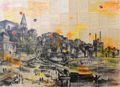 Untitled, Mixed Media Ink & Acrylic on Canvas by Indian Artist "In Stock"