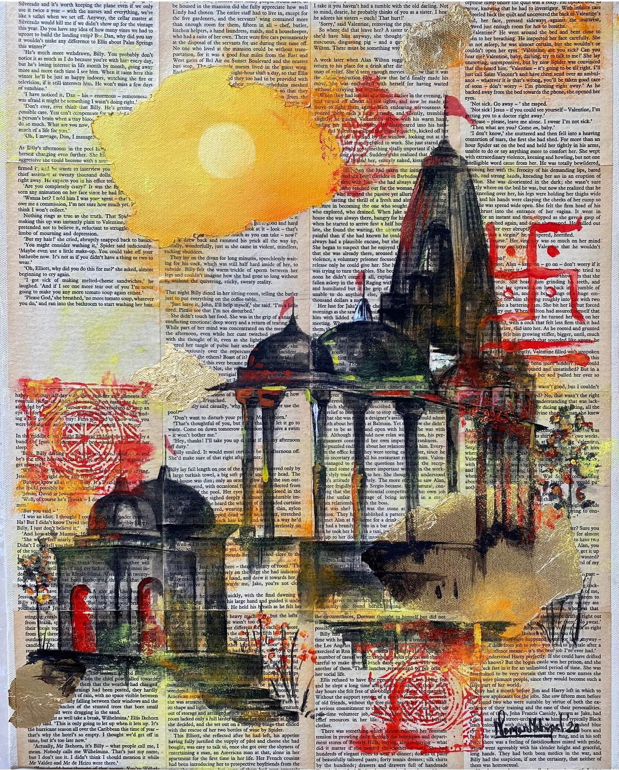 Peinture sans titre à l'encre et feuille d'or sur toile de l'artiste indien « En stock », technique mixte - Contemporain Mixed Media Art par Naman Mahipal