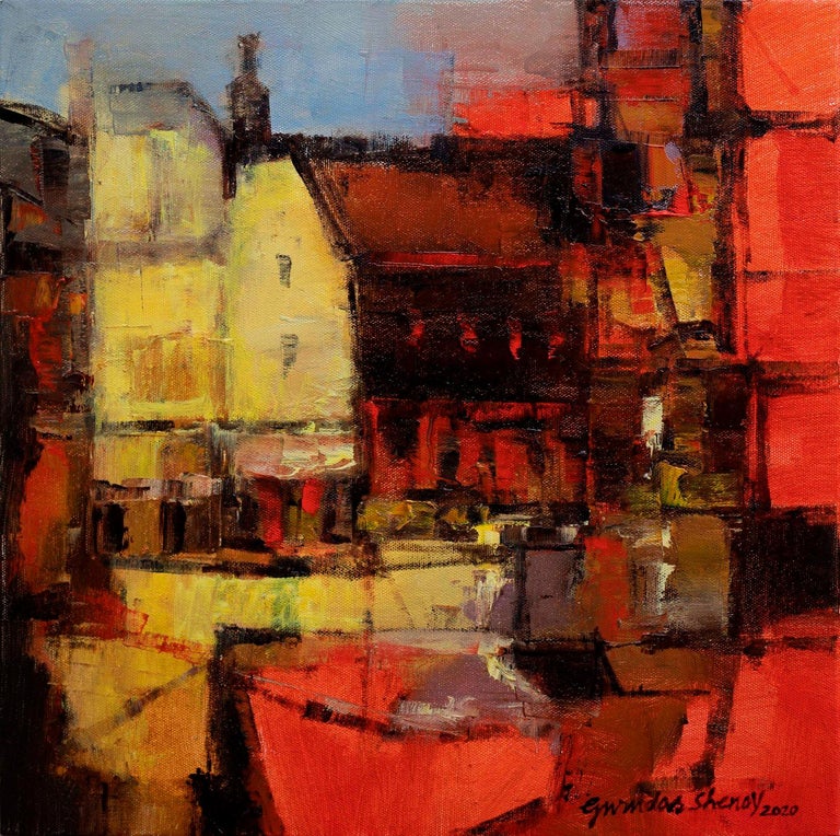 Gurudas Shenoy Europe Studio, Oil on Canvas, Red, Blue, Yellow by Indian Artist "In Stock" For