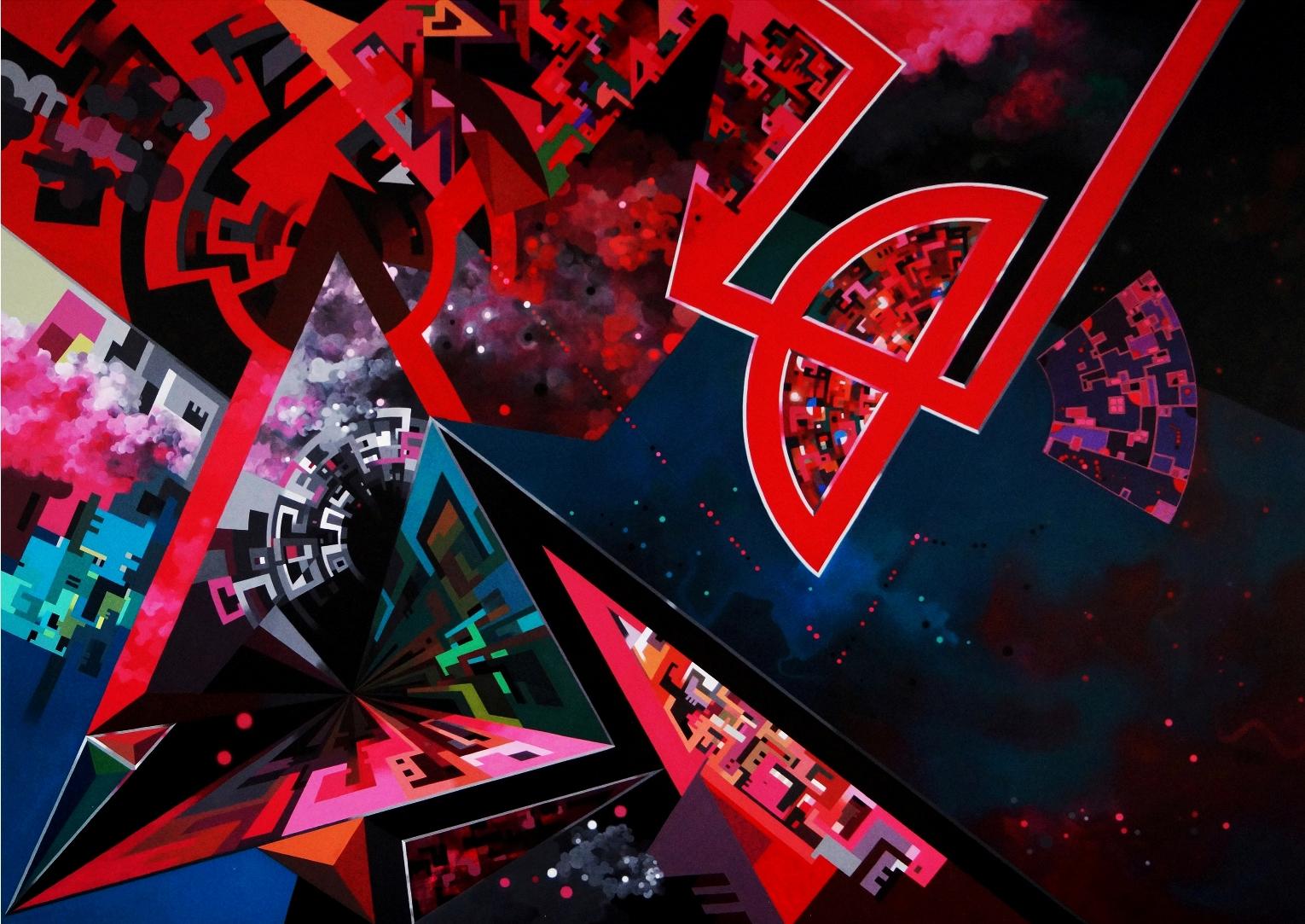 Abstract Painting de Malleshi HV - Camino Rojo, Acrílico sobre Lienzo por Artista Contemporáneo "En Stock"
