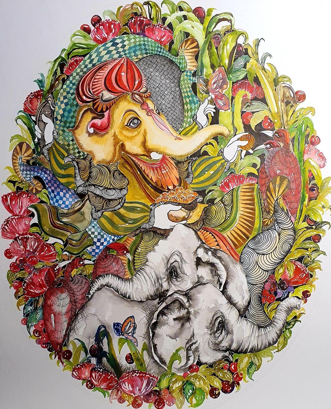 Sans titre, stylo, encre et aquarelle sur papier de l'artiste contemporain « En stock »