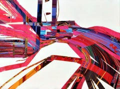  Voyage sans fin, acrylique sur toile, rouge, bleu par l'artiste contemporain « En stock »