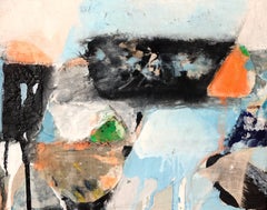  Untitled, Pigment on Canvas, Orange, Black by Contemporary Artist "In Stock"