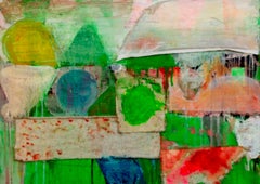  Sans titre, pigment sur toile, vert, rouge, bleu par l'artiste contemporain « En stock »