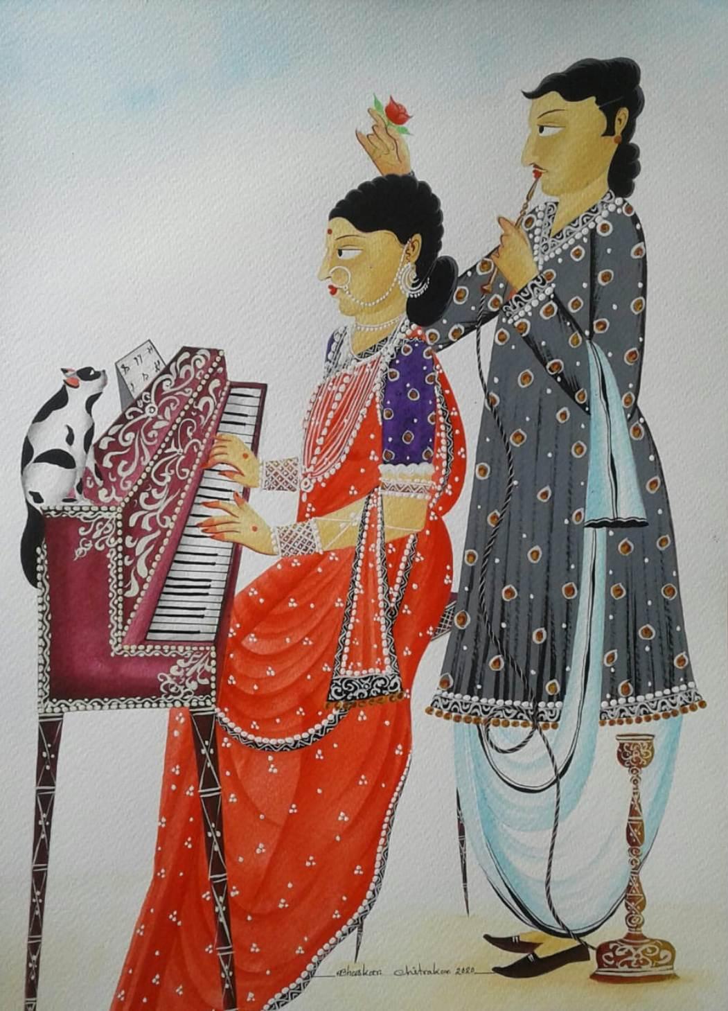 Senza titolo, Gouache su carta (set di 2) di Artista contemporaneo 