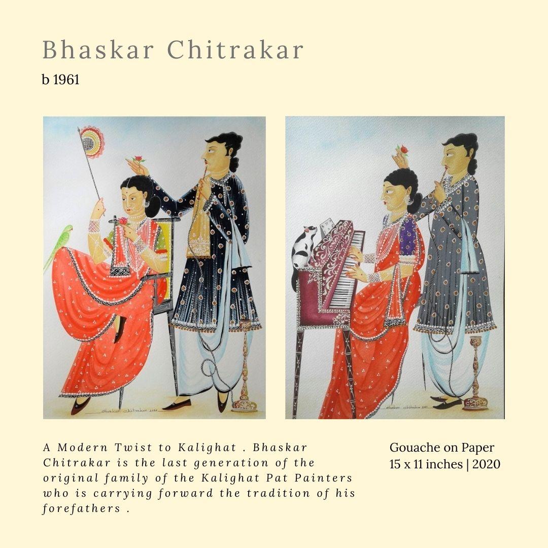 Bhaskar Chitrakar Interior Painting - Untitled, Gouache on Paper (Set of 2) by Contemporary Artist "In Stock"