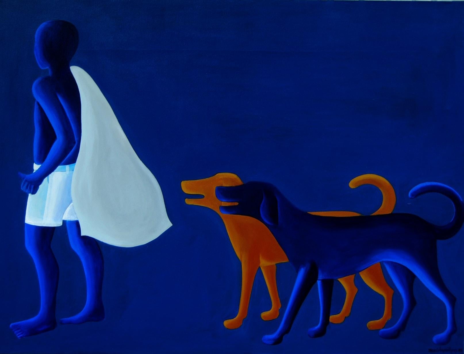 Innocent-4, Acrylic on Canvas, Blue, White by Contemporary Artist "In Stock"