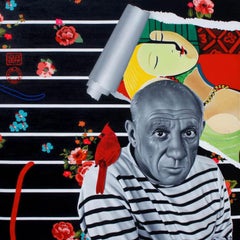 Pablo Picasso, Acrylic on Canvas by Contemporary Artist "In Stock"
