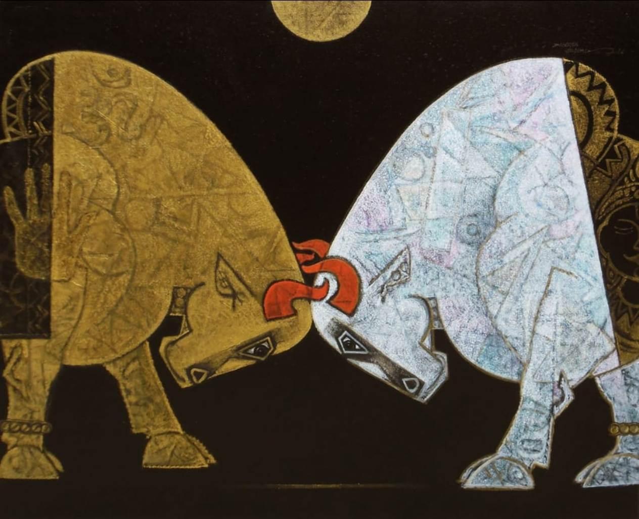 Dinkar Jadhav Animal Painting - Celebration, Acrylic on Canvas, by Contemporary Artist "In Stock"
