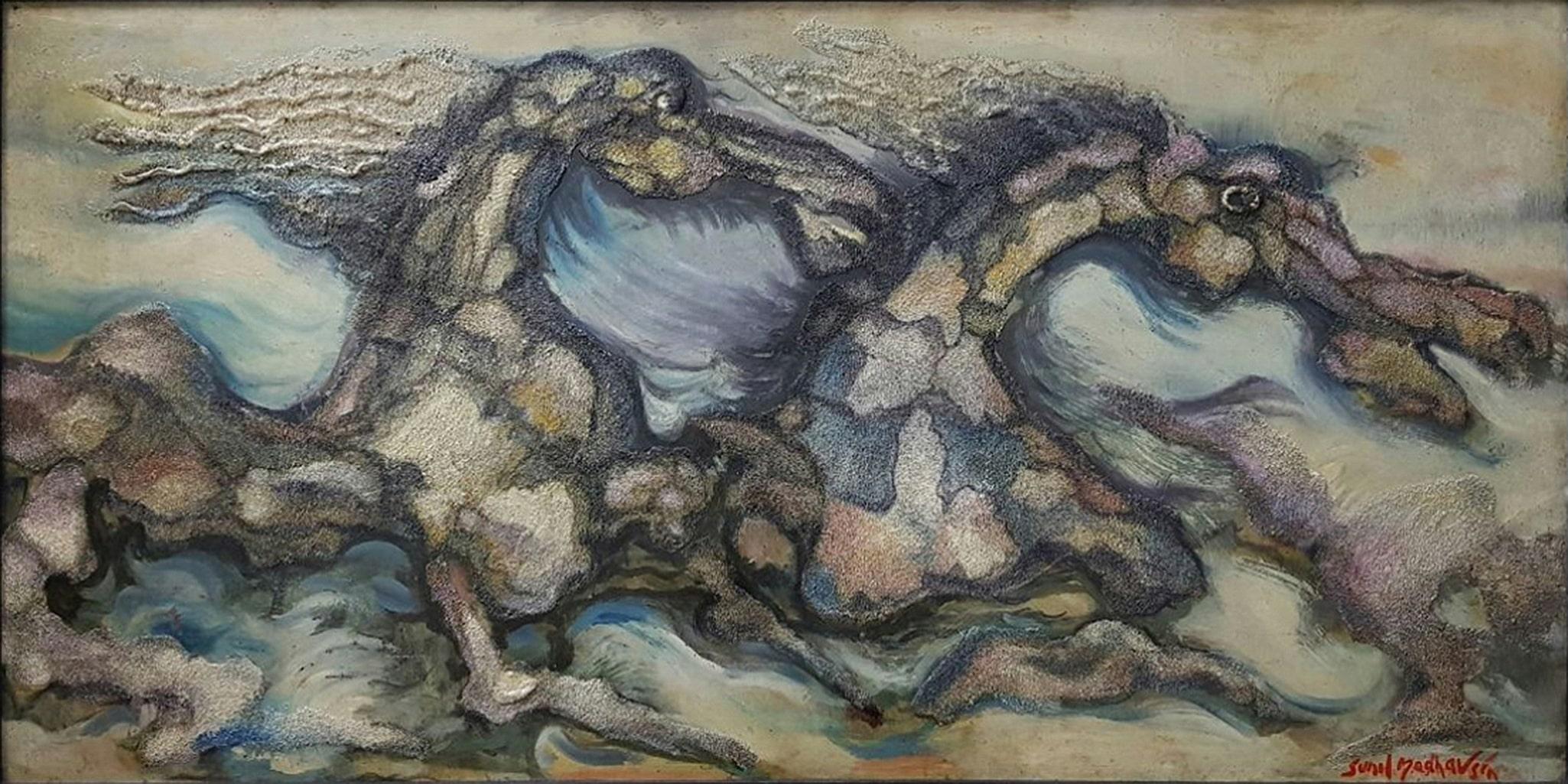 Sin título, Técnica mixta sobre lienzo por Artista indio moderno 