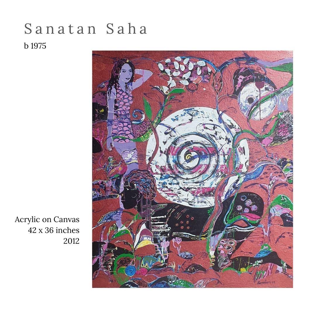 Sanatan Saha Figurative Painting - Untitled, Acrylic on Canvas by Contemporary Artist "In Stock"