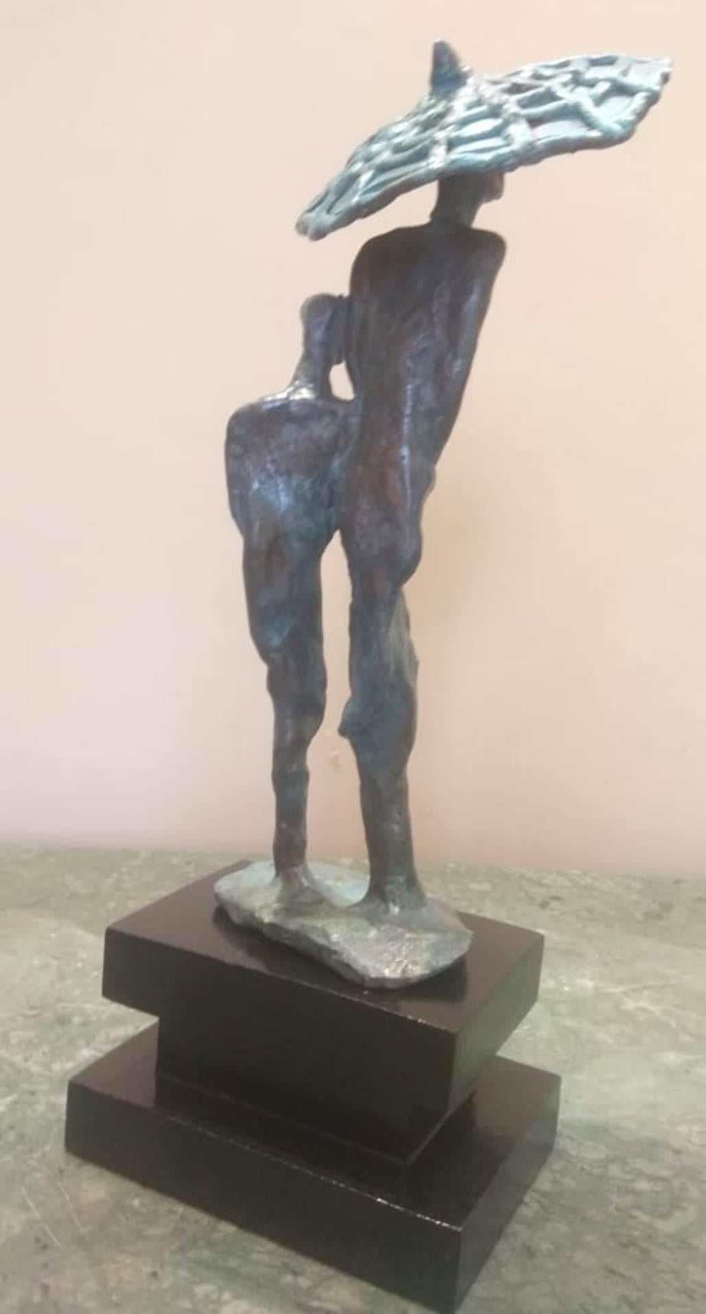 Tushar Kanti Das Roy Figurative Sculpture - Rain-2, Bronze Sculpture by Contemporary Indian Artist “In Stock”