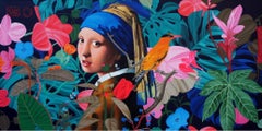 Girl with a Pearl Earring, Acrylic on Canvas by Contemporary Artist "In Stock"
