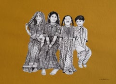 Rajsthani Rural Sister's, Acrylic Ink on Paper by Contemporary Artist "In Stock"