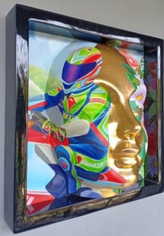 Senza titolo, pittura su fibra di un artista contemporaneo "In magazzino