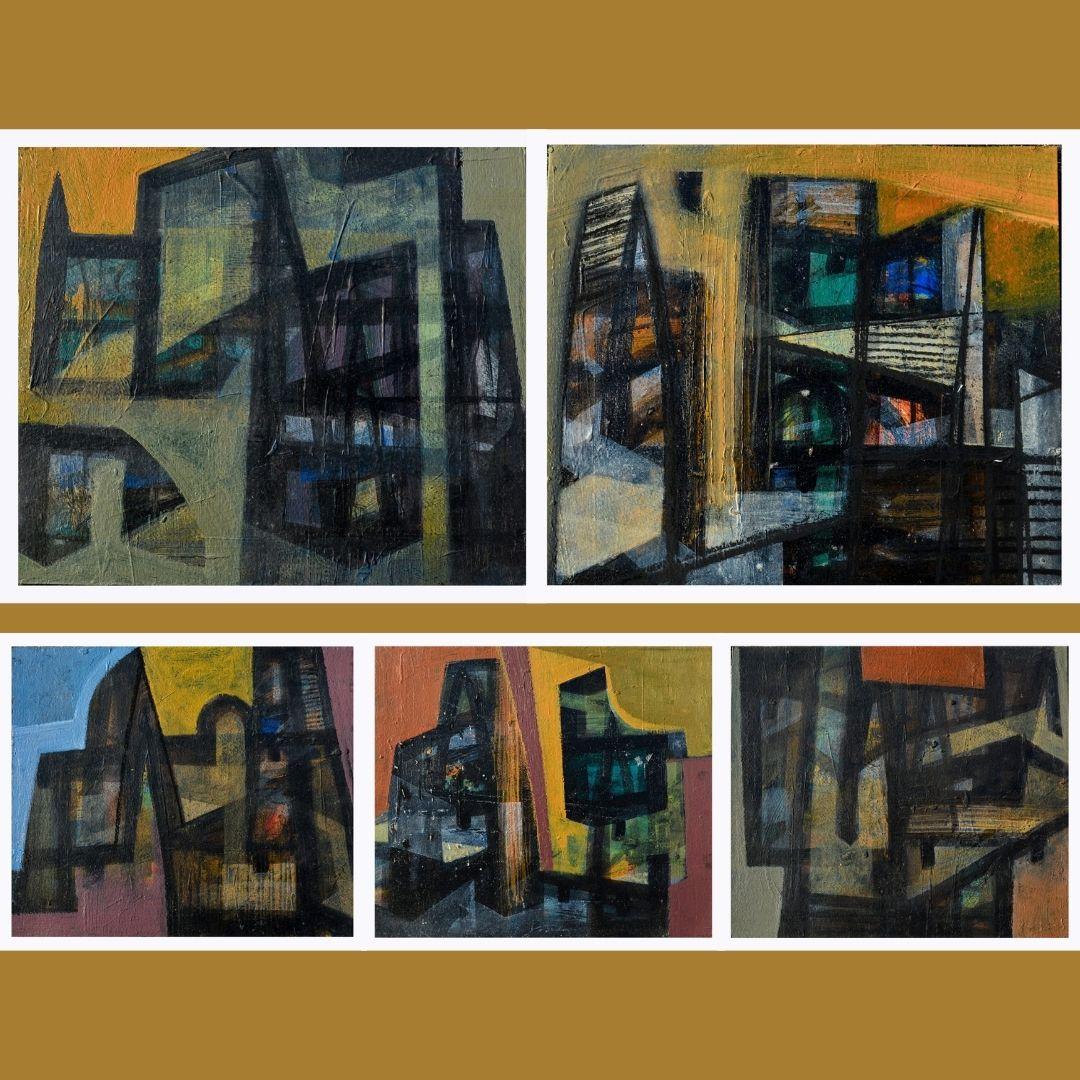 Spaces in Transition, Set of 5, by Contemporary Artist-In Stock