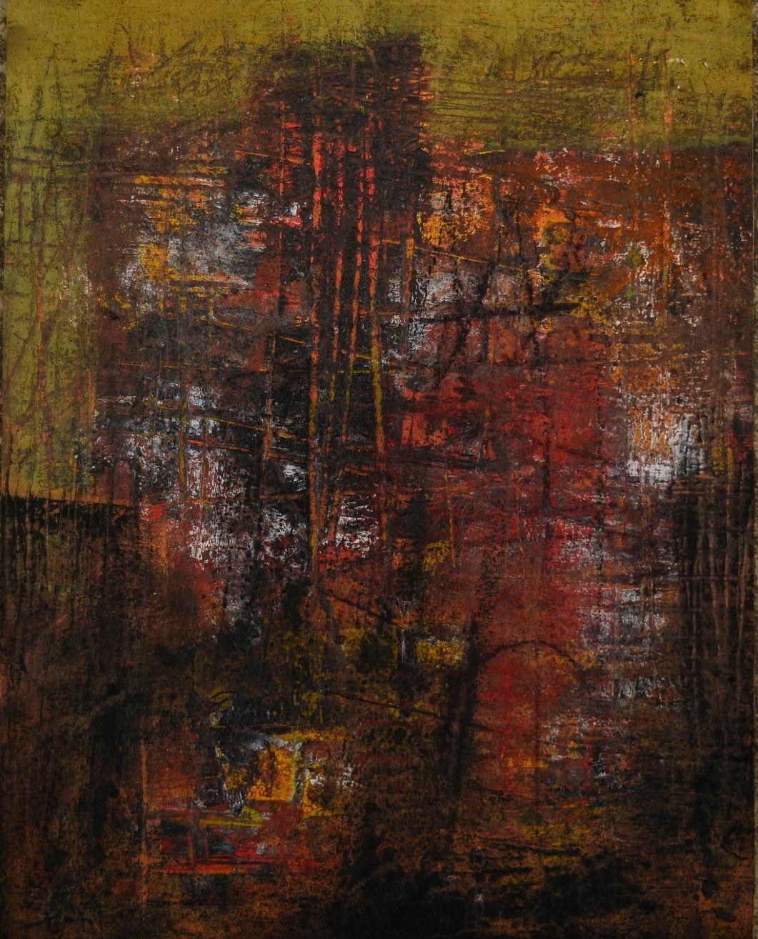 Melody of Spaces, Acrylic & Charcoal on Archival Paper by Contemporary-In Stock - Art by Rajib Bhattacharjee