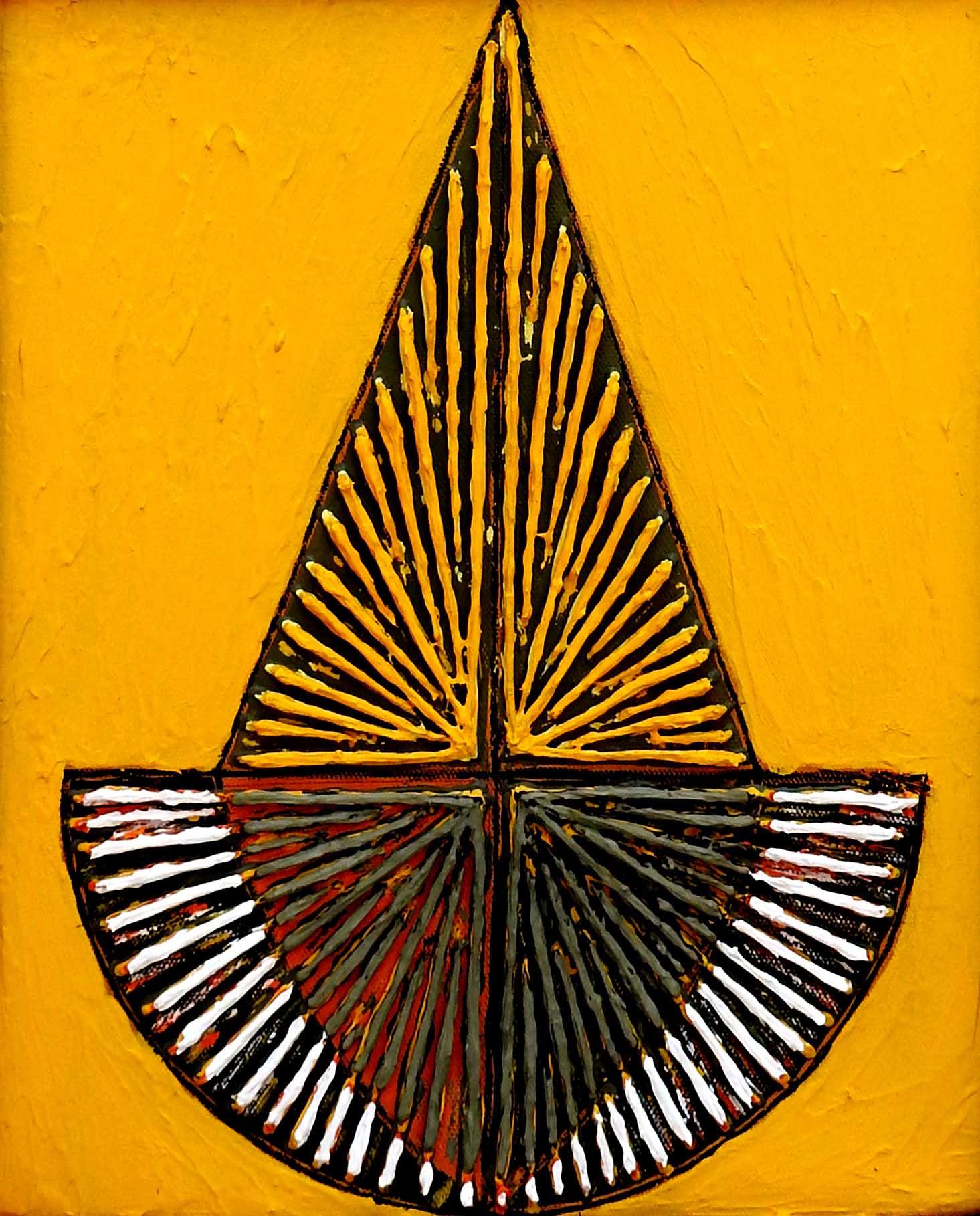 Untitled-143, Acrylic on Canvas, Yellow, Red by Contemporary Artist "In Stock"