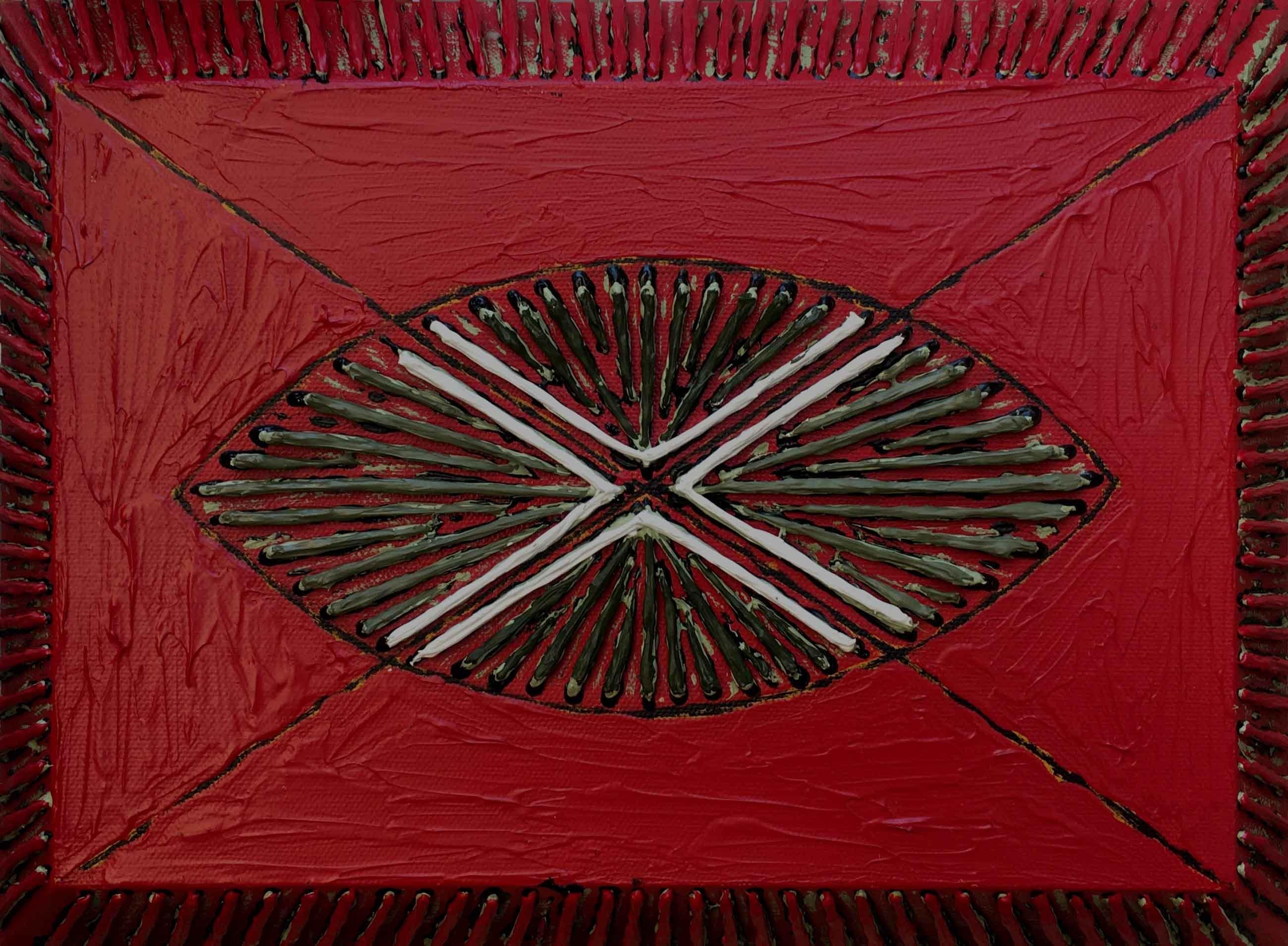 Sans titre-137, Acrylique sur toile, rouge, marron par l'artiste contemporain « En stock » - Art de Sandesh Khule