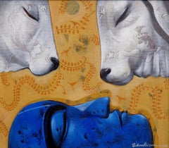 Emotional Attachment, Cows, Acrylic on canvas by Contemporary Artist "In Stock"