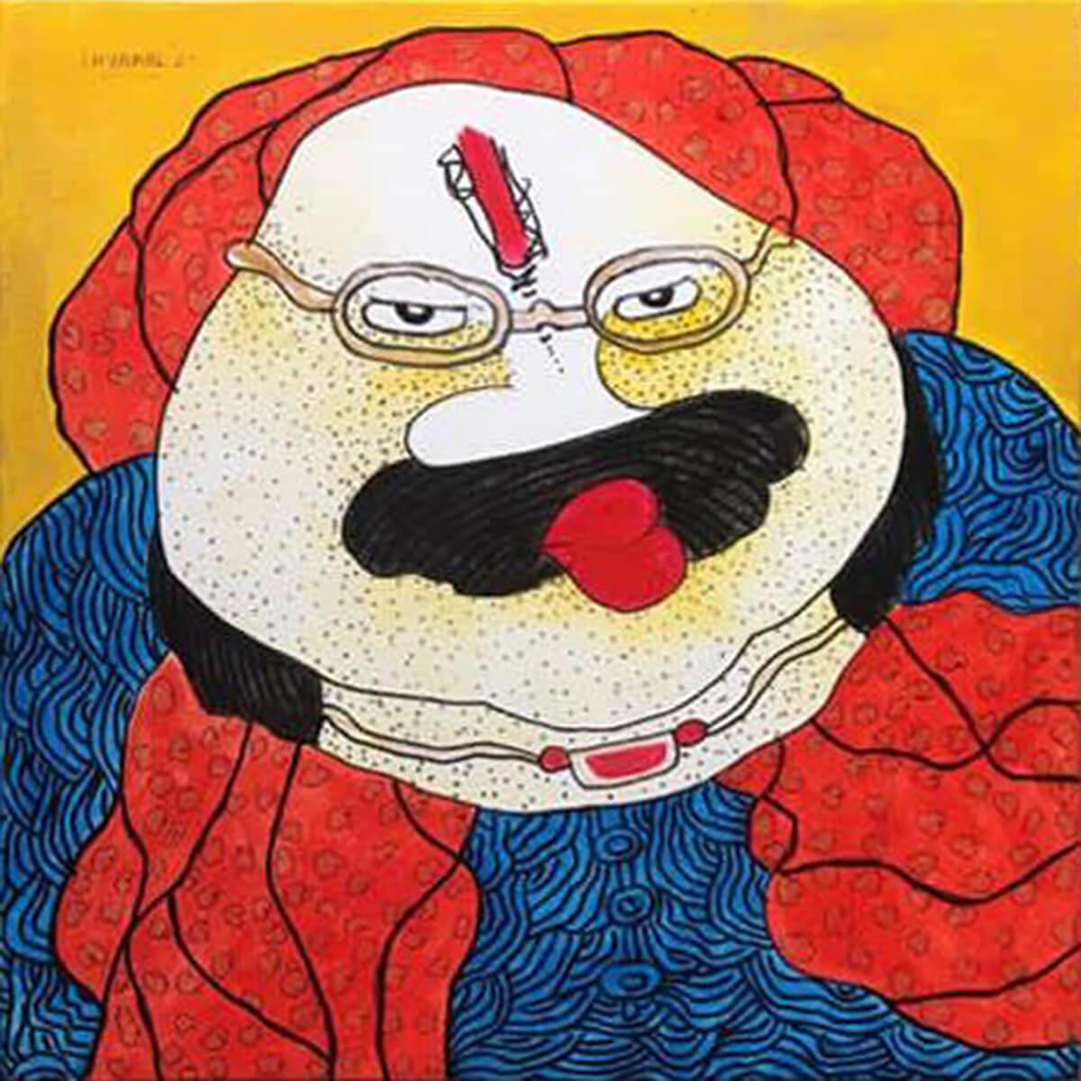 Shyamal Mukherjee  -  Bawa Biwi -  12 x 12 inches (unframed size)   
Acrylic on Canvas, 2021 (Set of 2)

About the Artist :

Mukherjee was born in 1961, and spent all of his college years in Santiniketan, first completing his BFA in 1987, and then