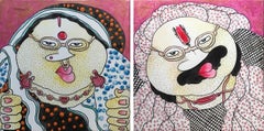 Bawa Biwi, Acrylic on Canvas (Set of 2) by Contemporary Artist "In Stock"