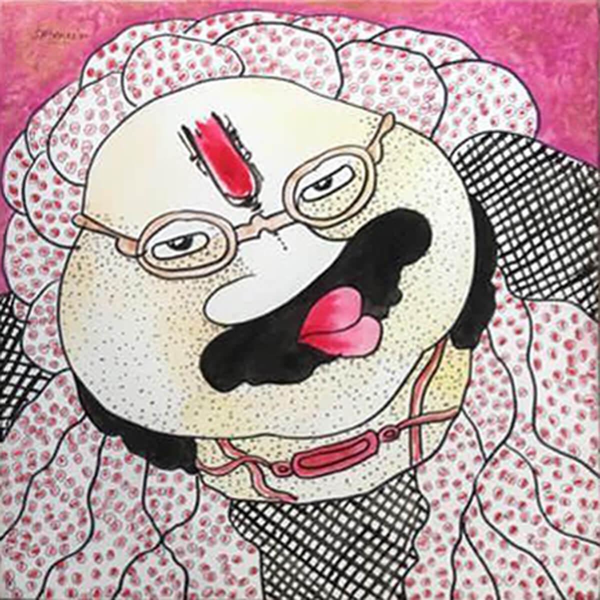 Bawa Biwi, Acrílico sobre lienzo (Conjunto de 2) por Artista Contemporáneo 